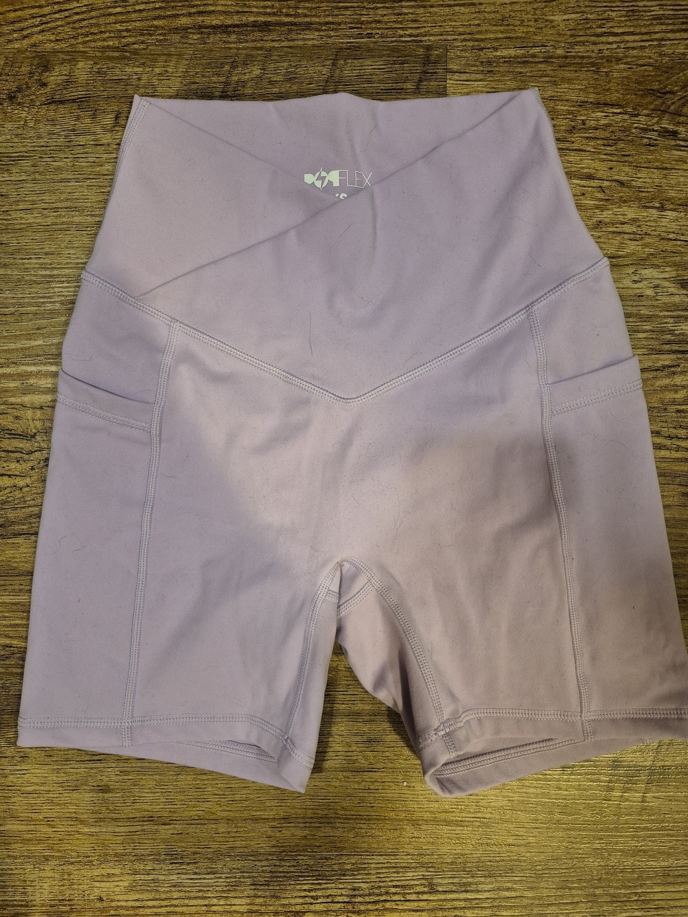 Popflex Crisscross-Waist Lavender Bike Shorts XS